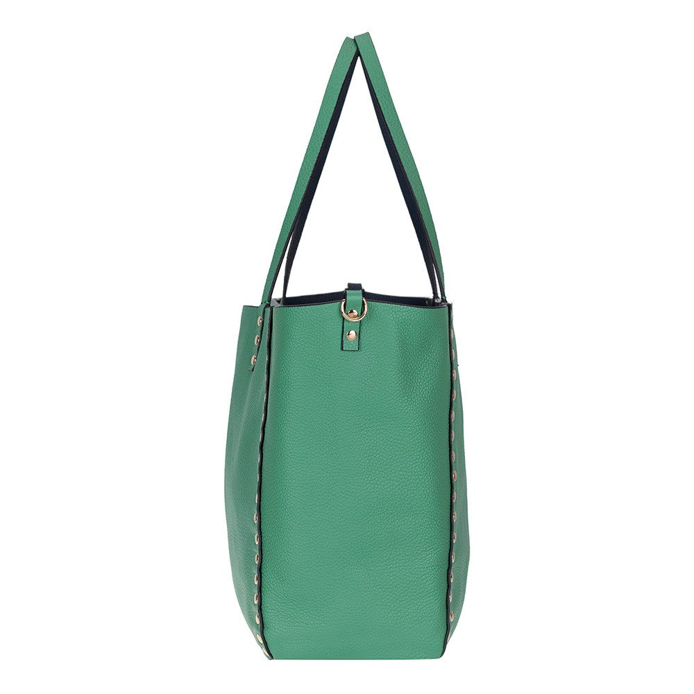 Hakiki Deri Legacy Kadın Çanta - Lacivert/Yeşil