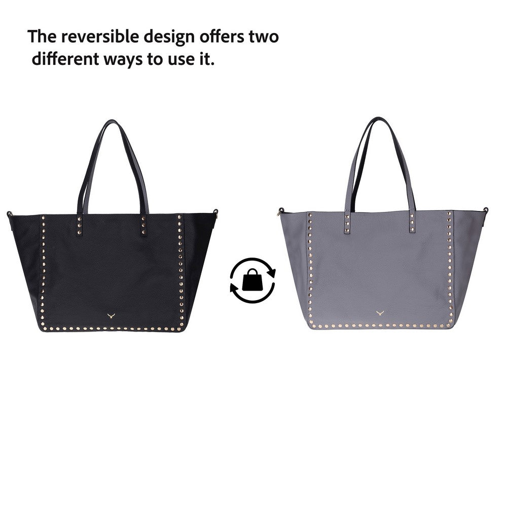 Hakiki Deri Legacy Kadın Çanta - Siyah/Gri