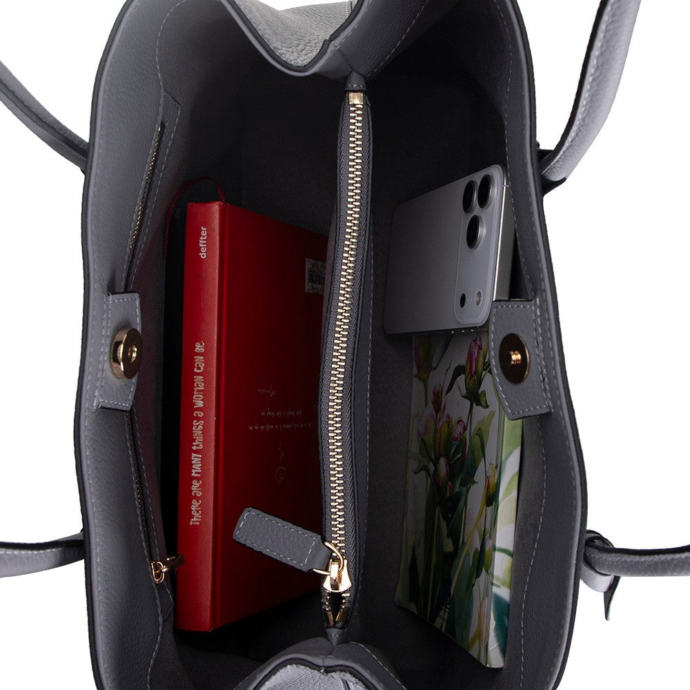 Hakiki Deri Everbloom Kadın Çanta - Gri