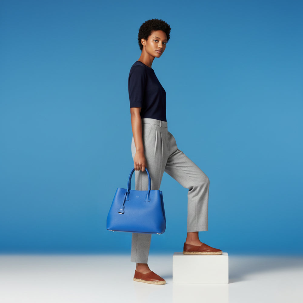 Hakiki Deri Everbloom Kadın Çanta - Mavi