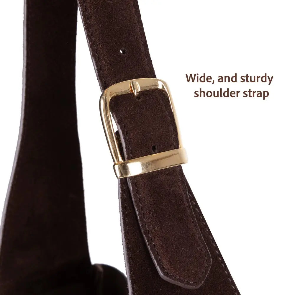 Süet Deri Azura Omuz Çanta - Süet Kahve