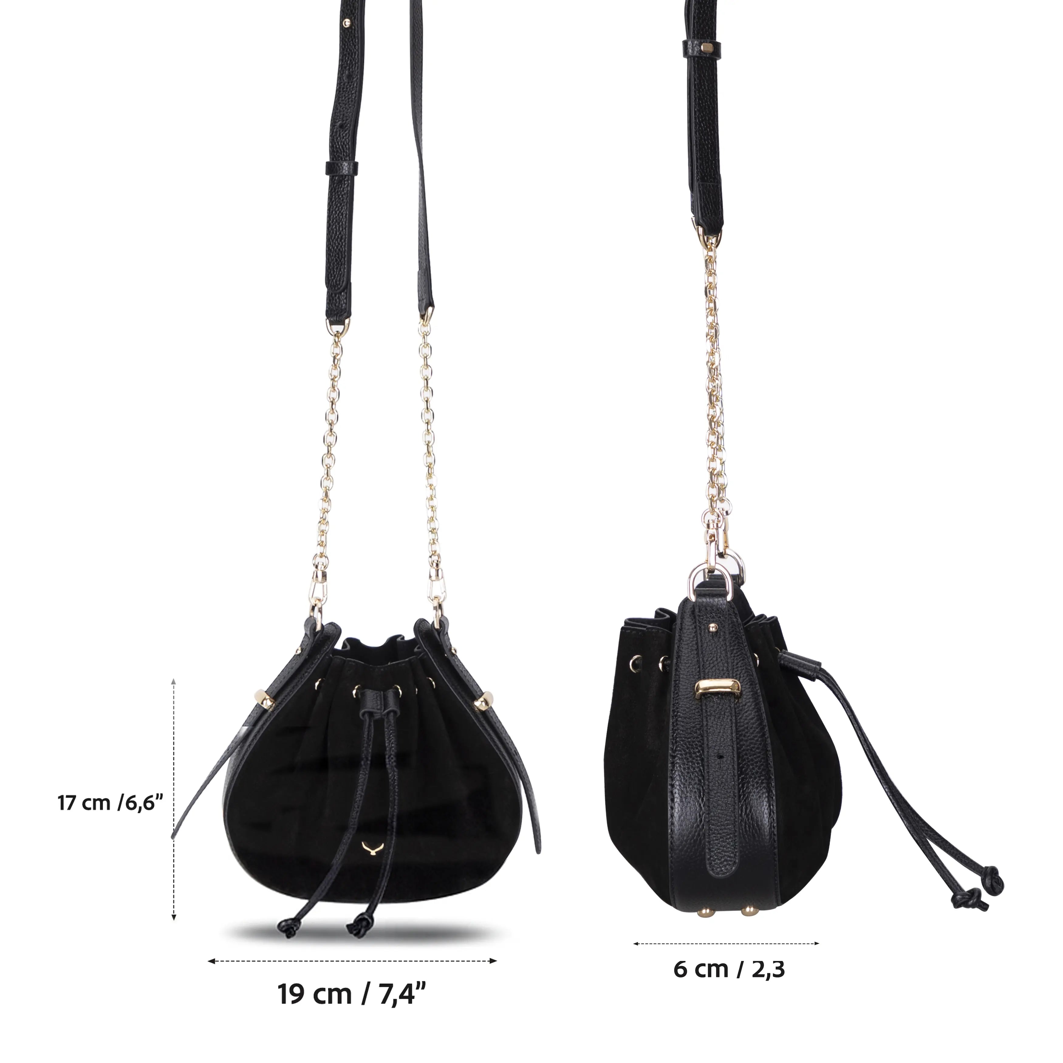 Süet Deri Valentina Kadın Çanta - Siyah