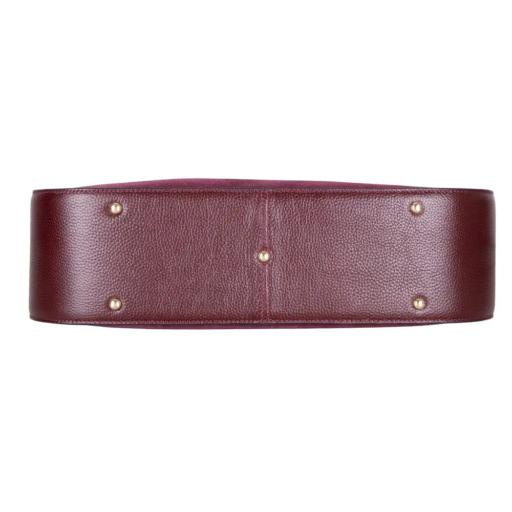 Süet Deri Carina Tote Çanta - Bordo