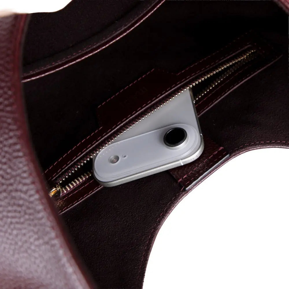 Hakiki Deri Rosa Kadın Çanta - Bordo