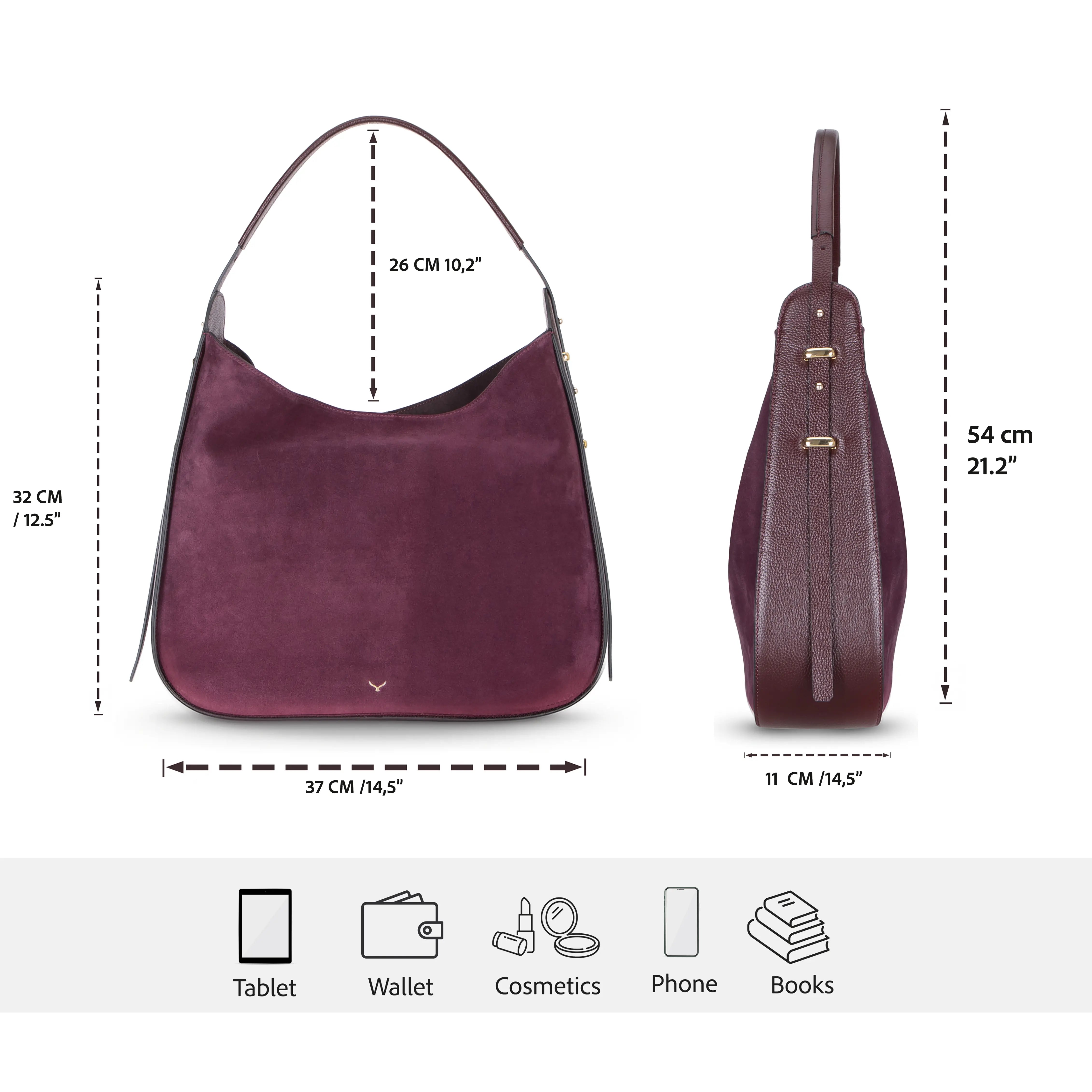 Süet Deri Carina Tote Çanta - Bordo