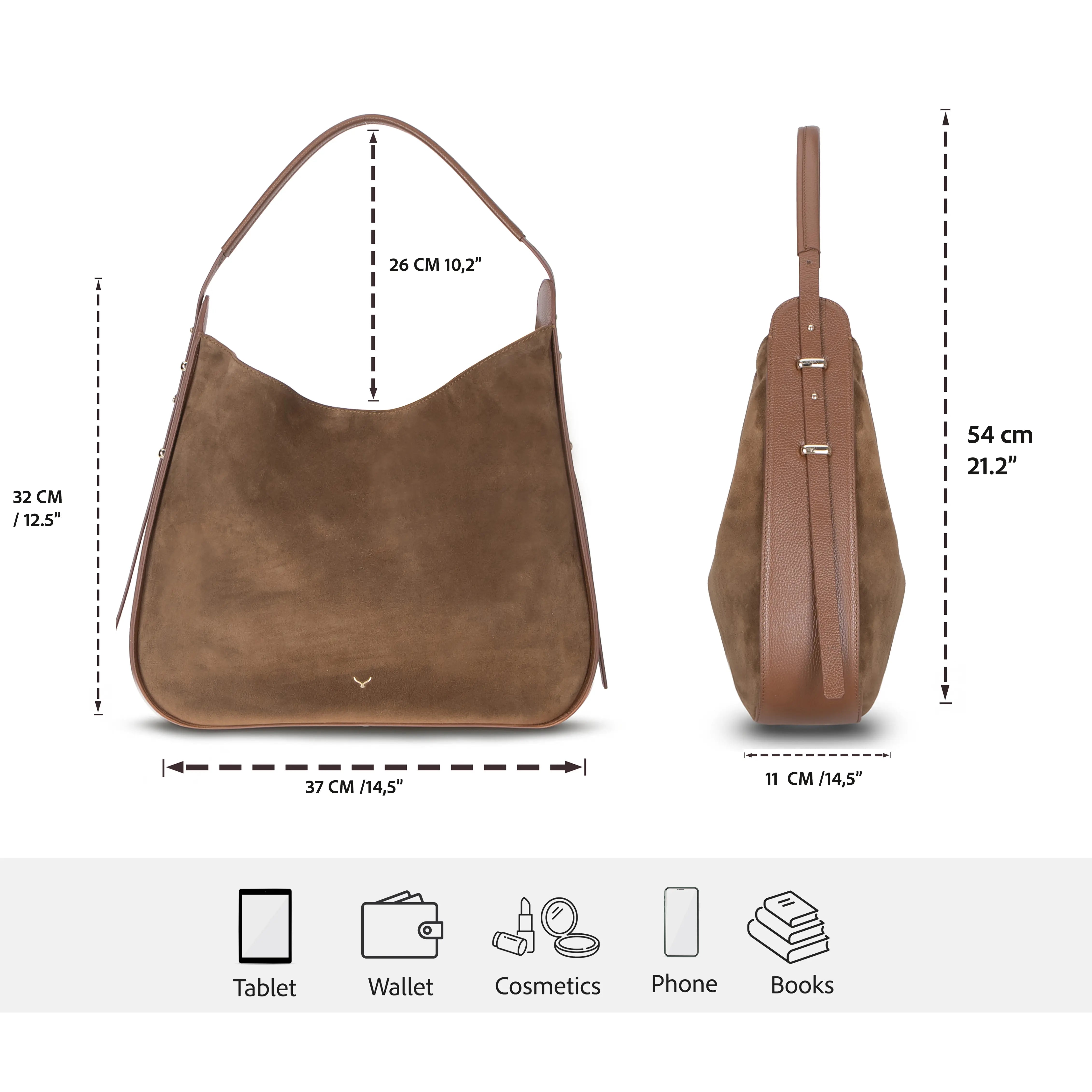 Süet Deri Carina Tote Çanta - Taba