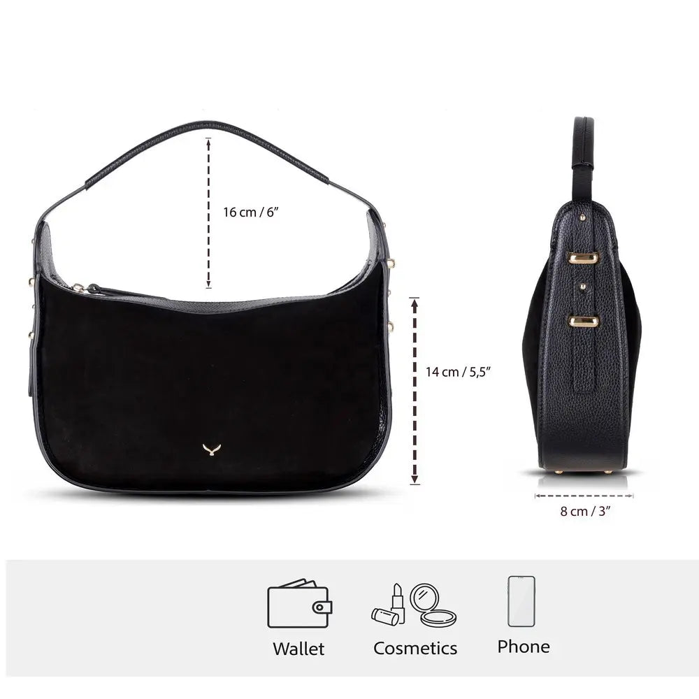 Süet Deri Dolcezza Tote Çanta - Siyah