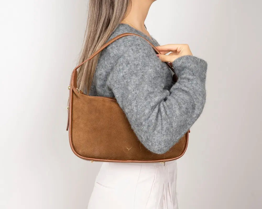 Süet Deri Dolcezza Tote Çanta - Taba