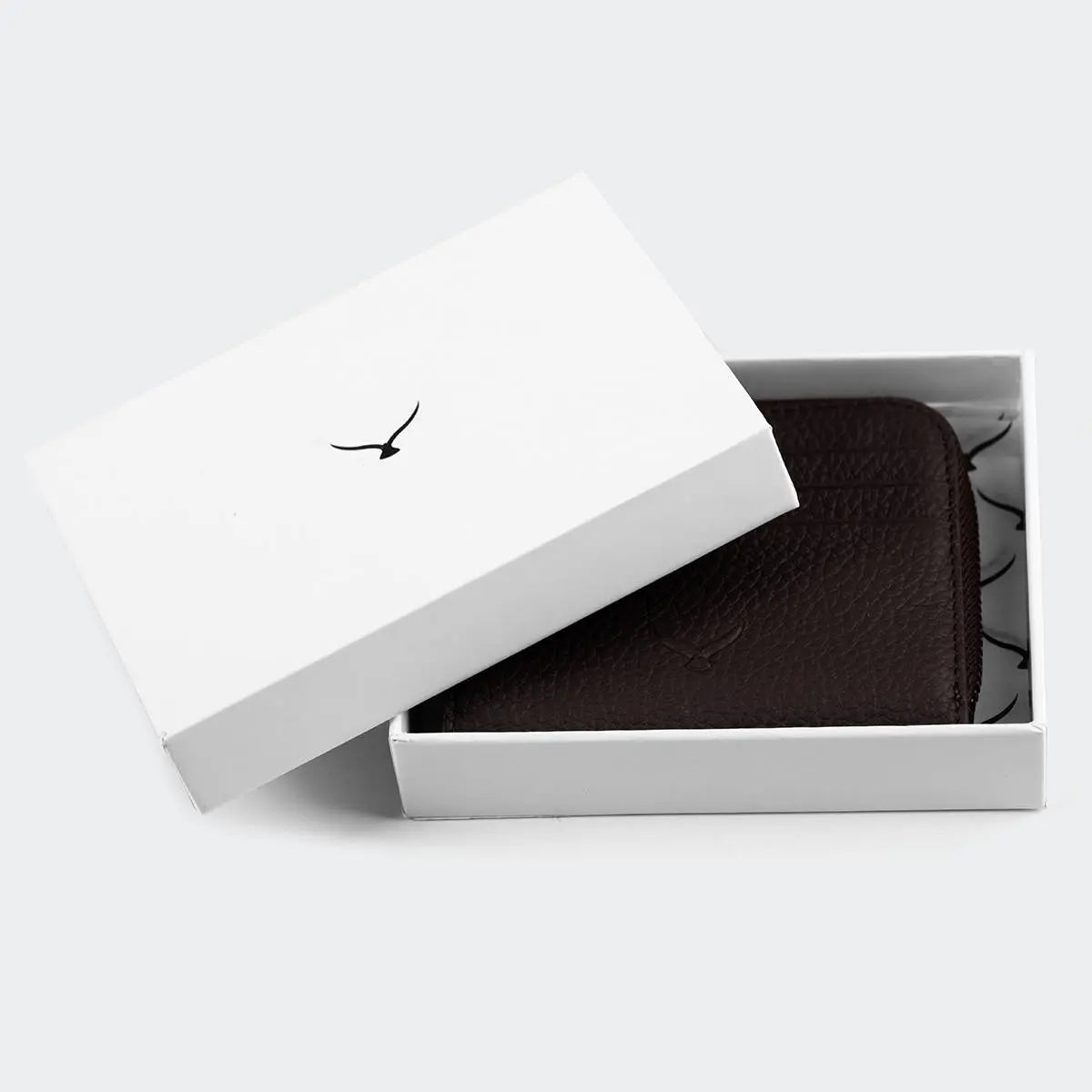 Hakiki Deri Erkek Fermuarlı Kartlık Cüzdan - Kahve