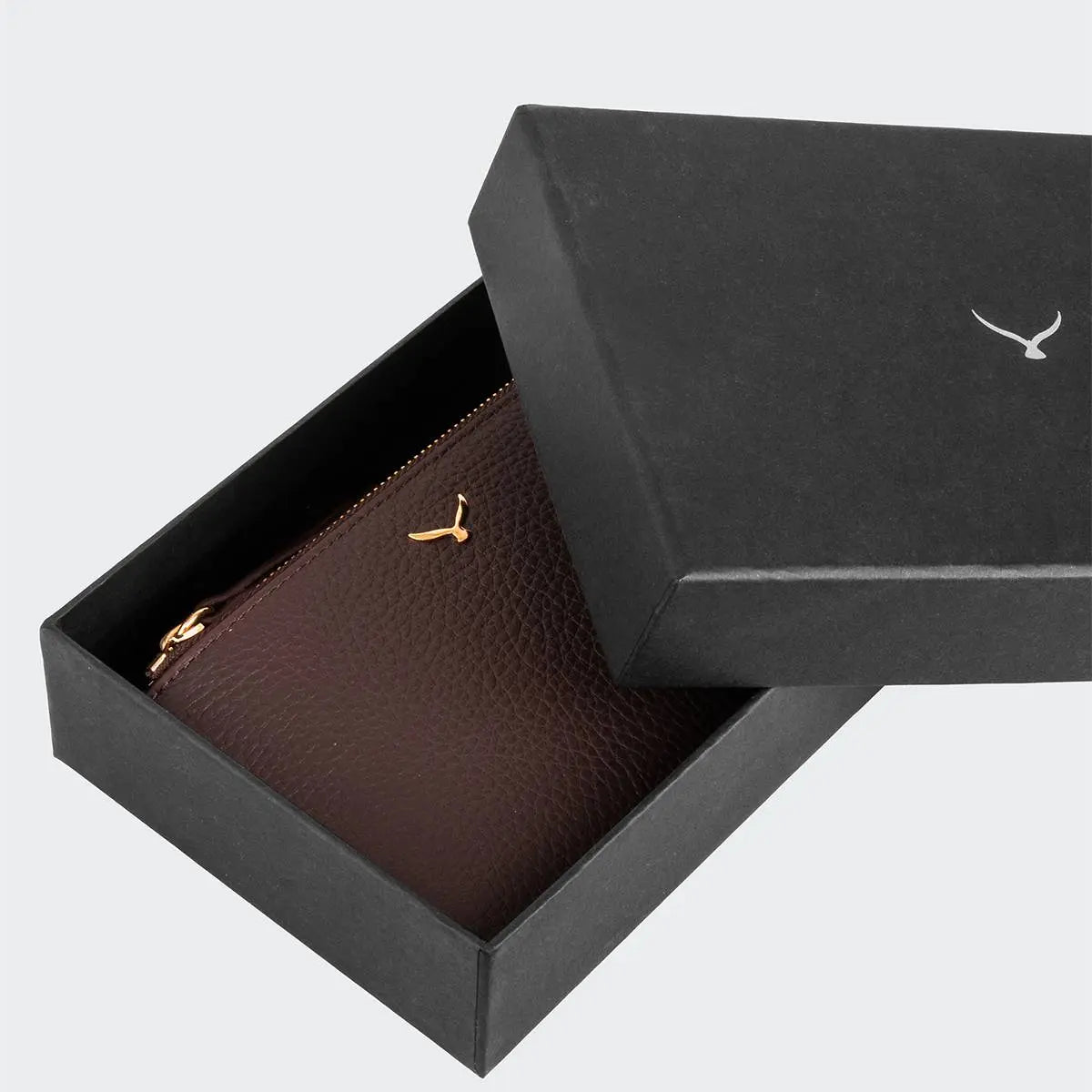 Hakiki Deri Kadın Fermuarlı Cüzdan - Kahve