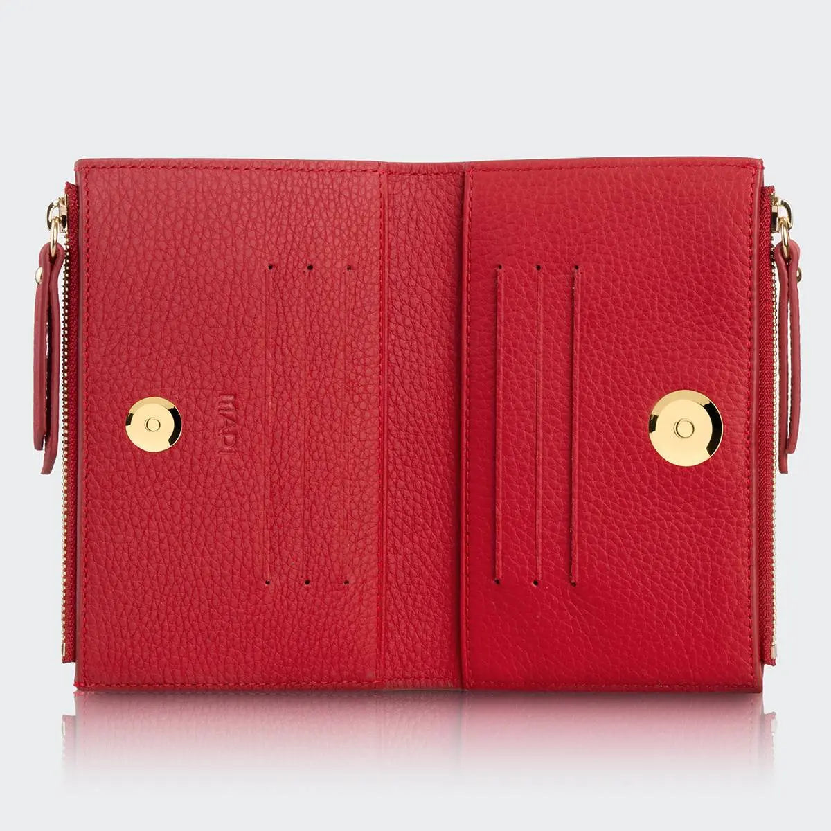 Hakiki Deri Kadın Fermuarlı Cüzdan - Kırmızı