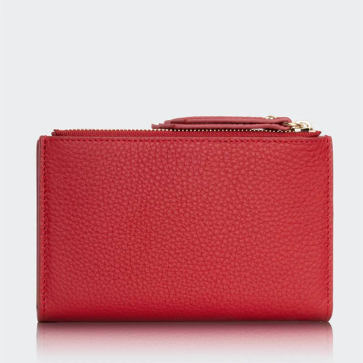 Hakiki Deri Kadın Fermuarlı Cüzdan - Kırmızı