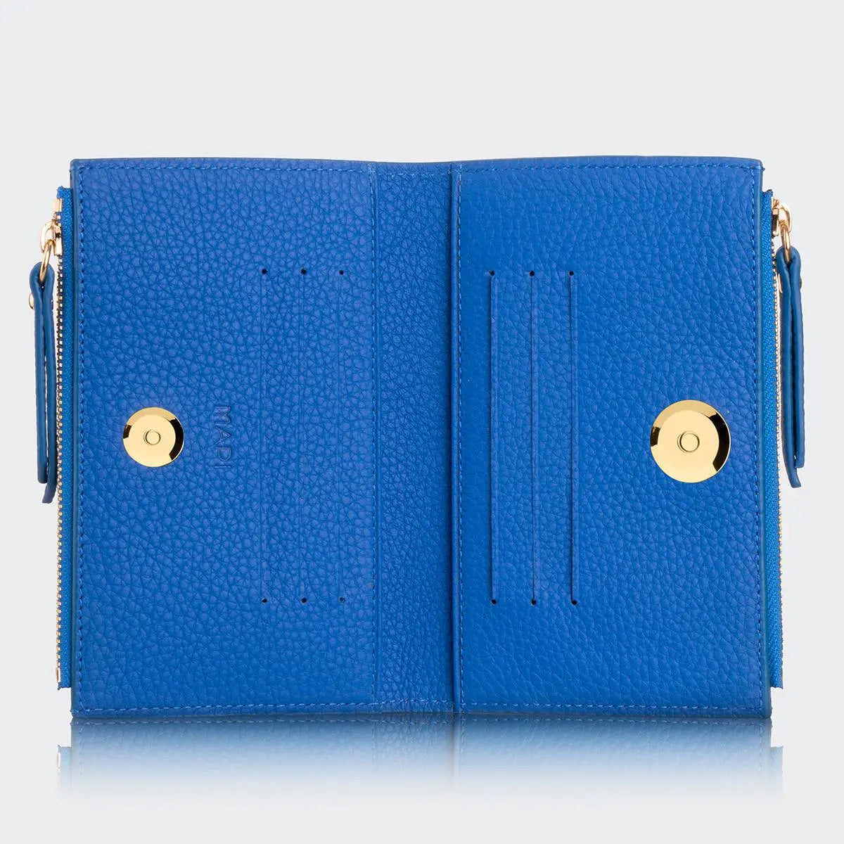 Hakiki Deri Kadın Fermuarlı Cüzdan - Mavi