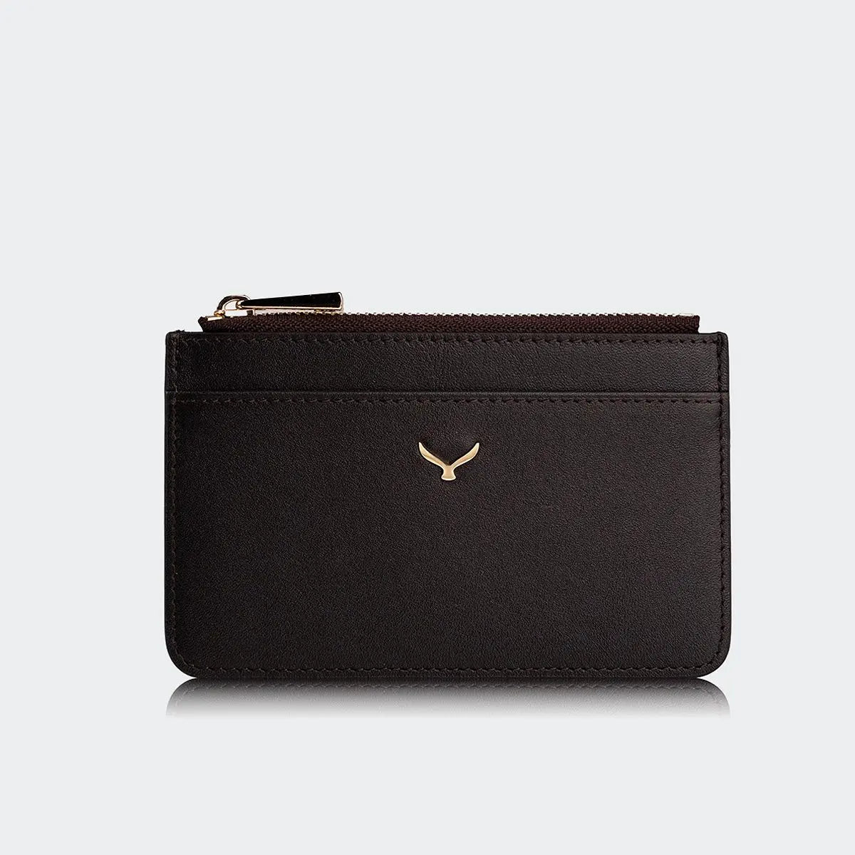 Hakiki Deri Kadın Fermuarlı Kartlıklı Cüzdan - Kahve