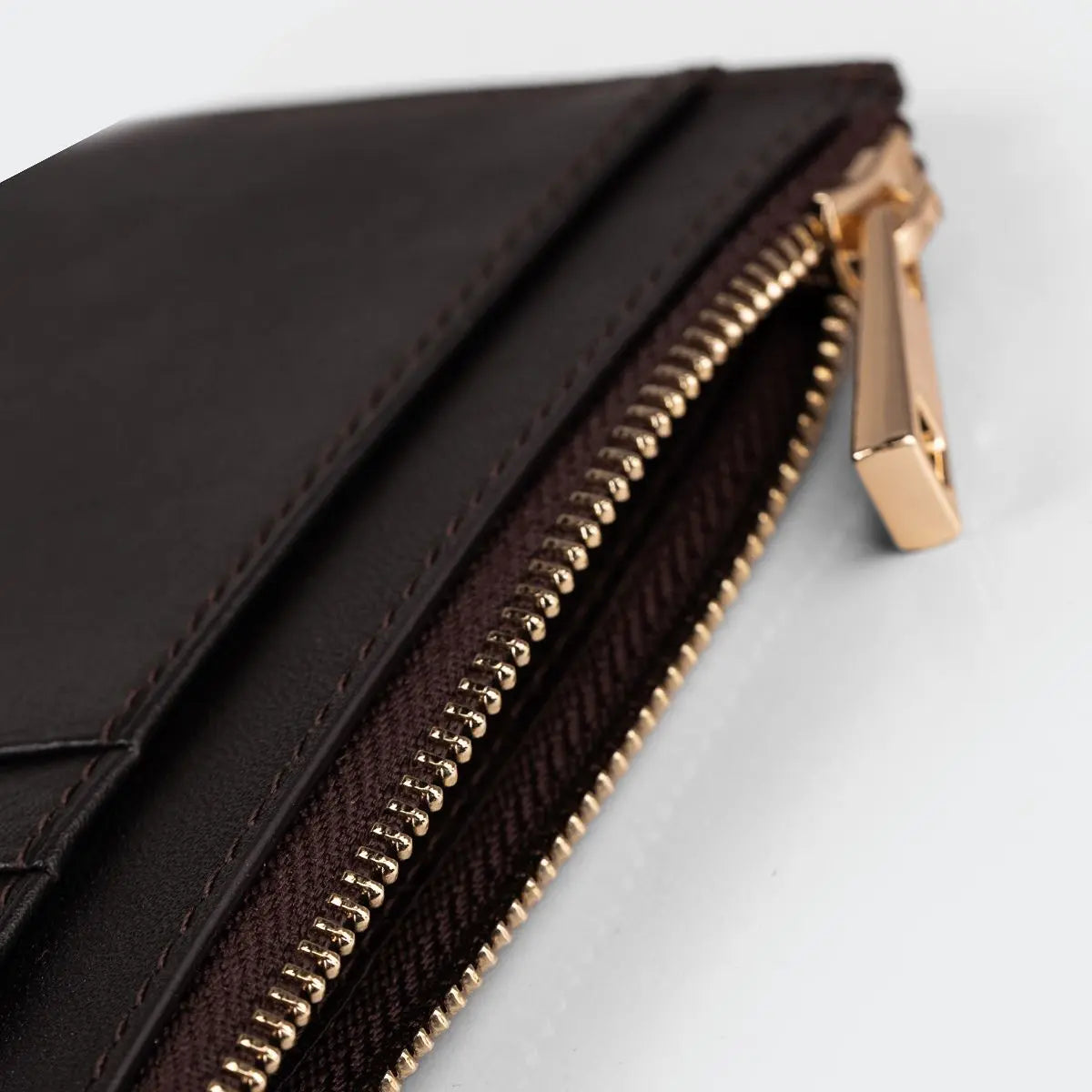 Hakiki Deri Kadın Fermuarlı Kartlıklı Cüzdan - Kahve