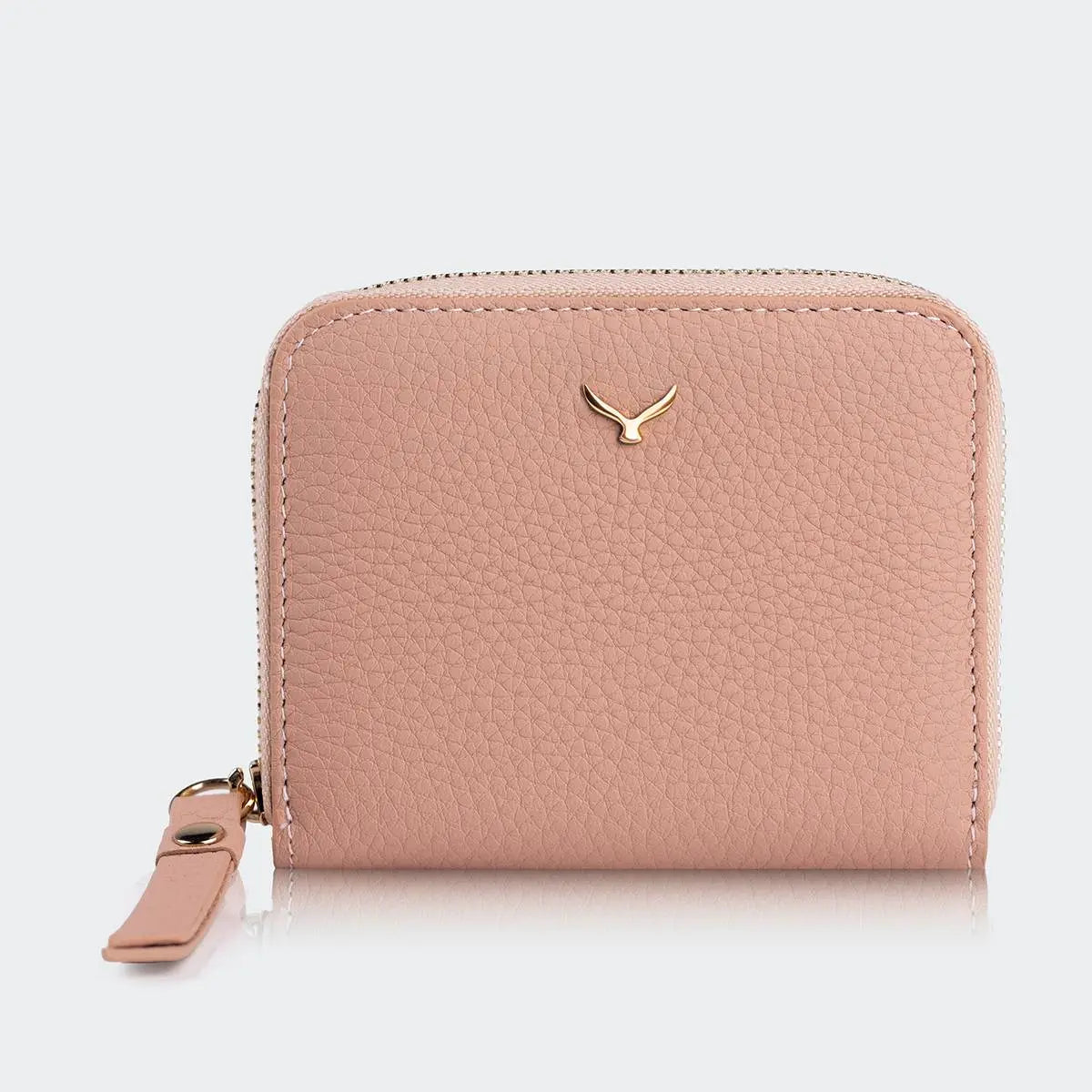 Hakiki Deri Kadın Mini Cüzdan - Pudra
