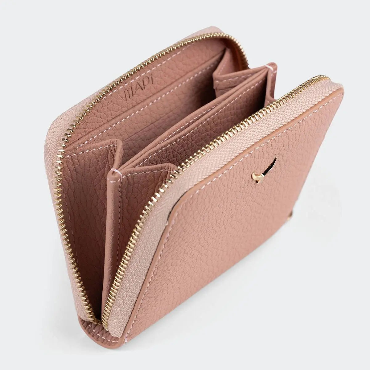 Hakiki Deri Kadın Mini Cüzdan - Pudra