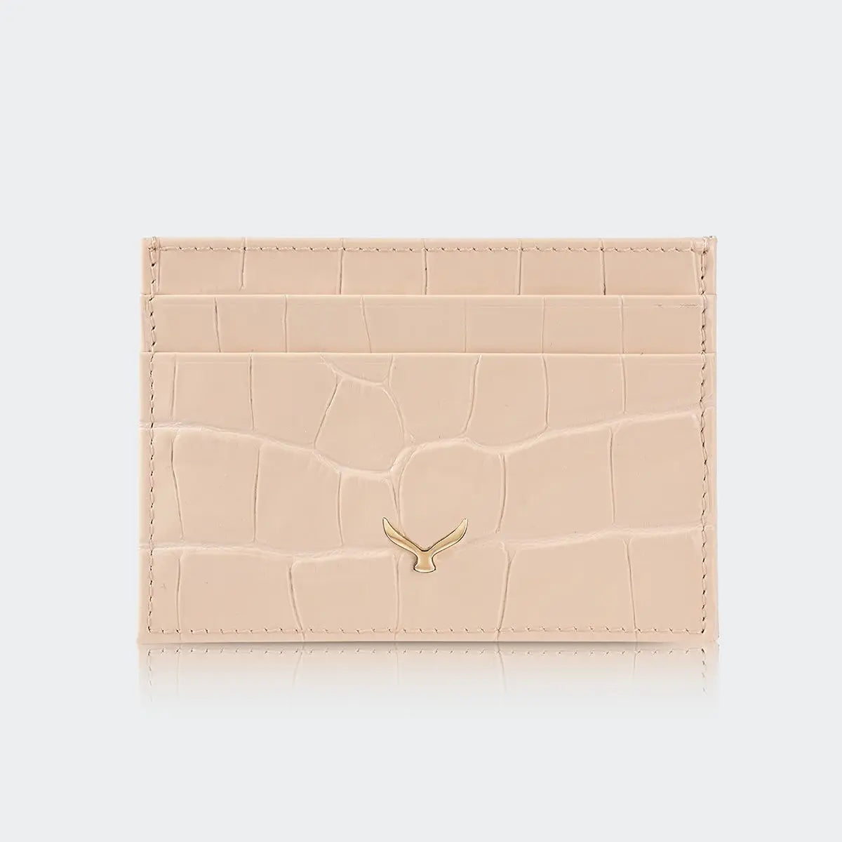 Hakiki Deri Kadın Slim Kartlıklı Cüzdan - Bej