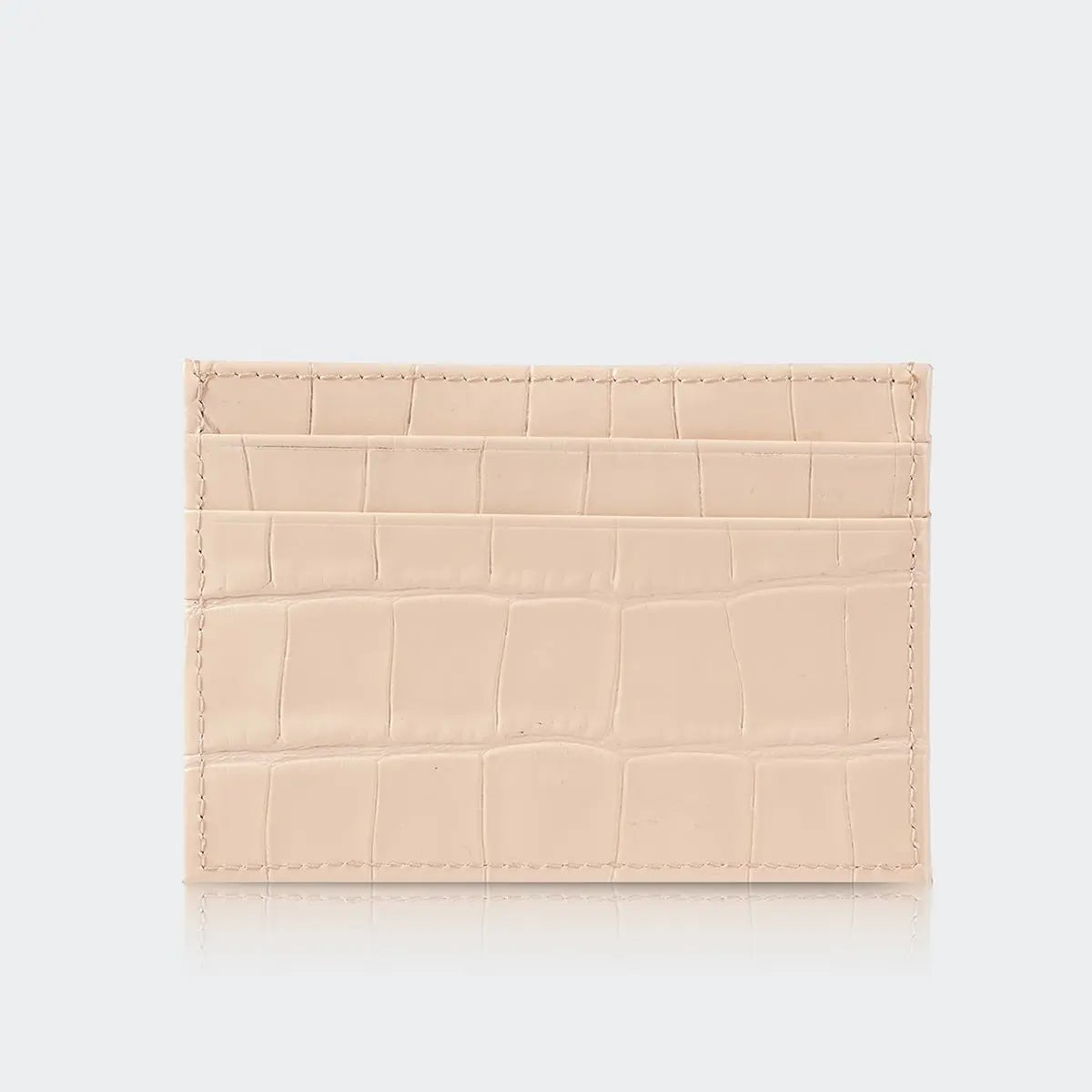Hakiki Deri Kadın Slim Kartlıklı Cüzdan - Bej