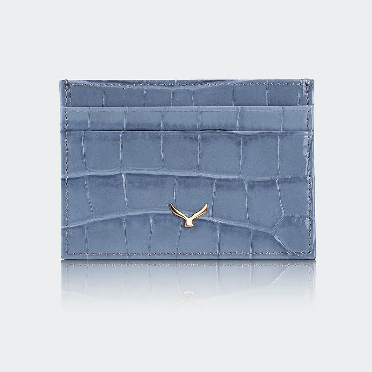 Hakiki Deri Kadın Slim Kartlıklı Cüzdan - Mavi