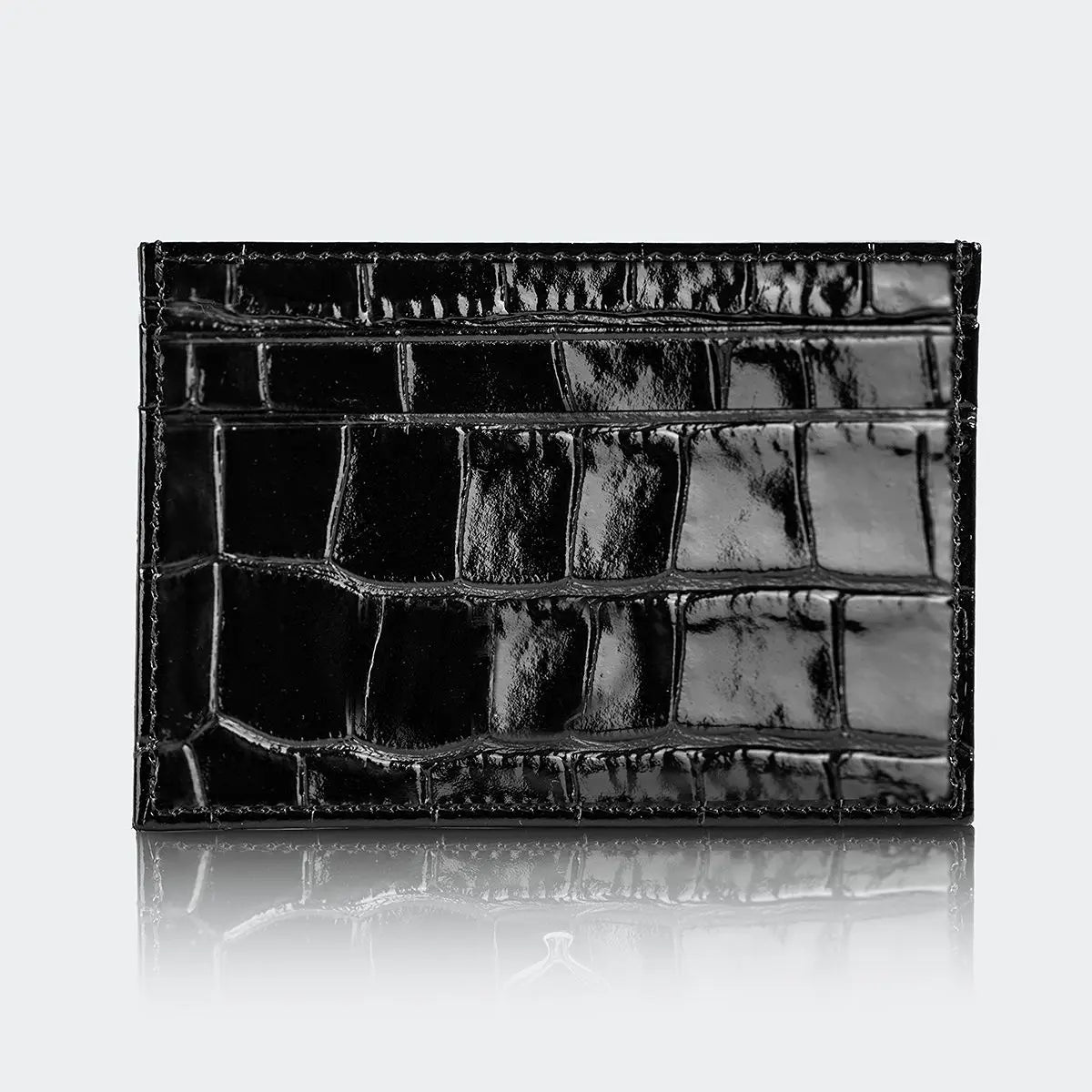 Hakiki Deri Kadın Slim Kartlıklı Cüzdan - Siyah