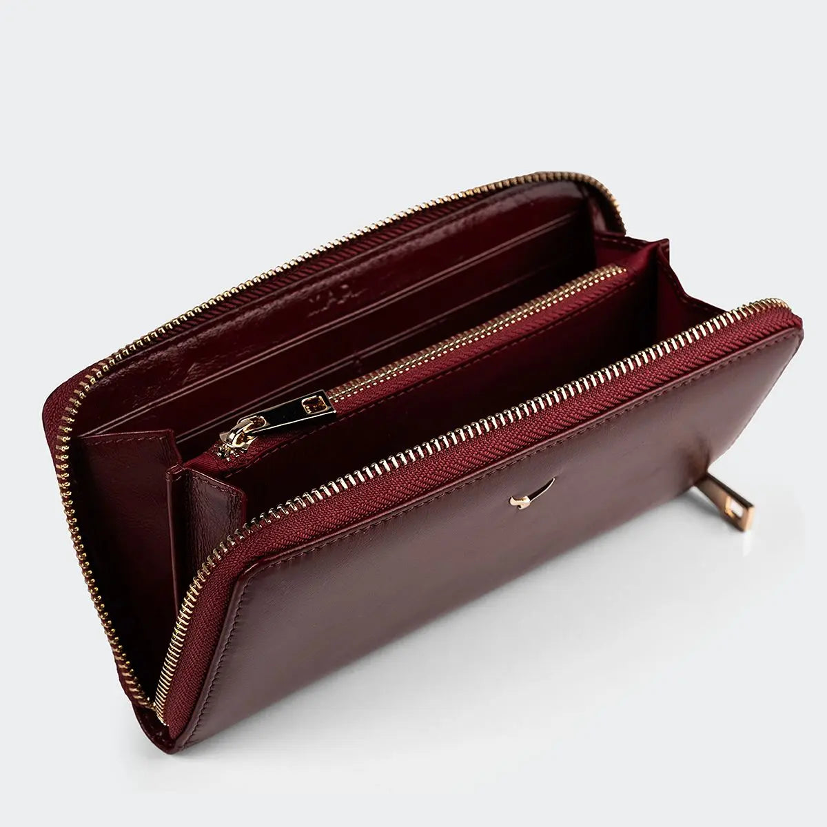 Hakiki Deri Kadın Vintage Cüzdan - Bordo