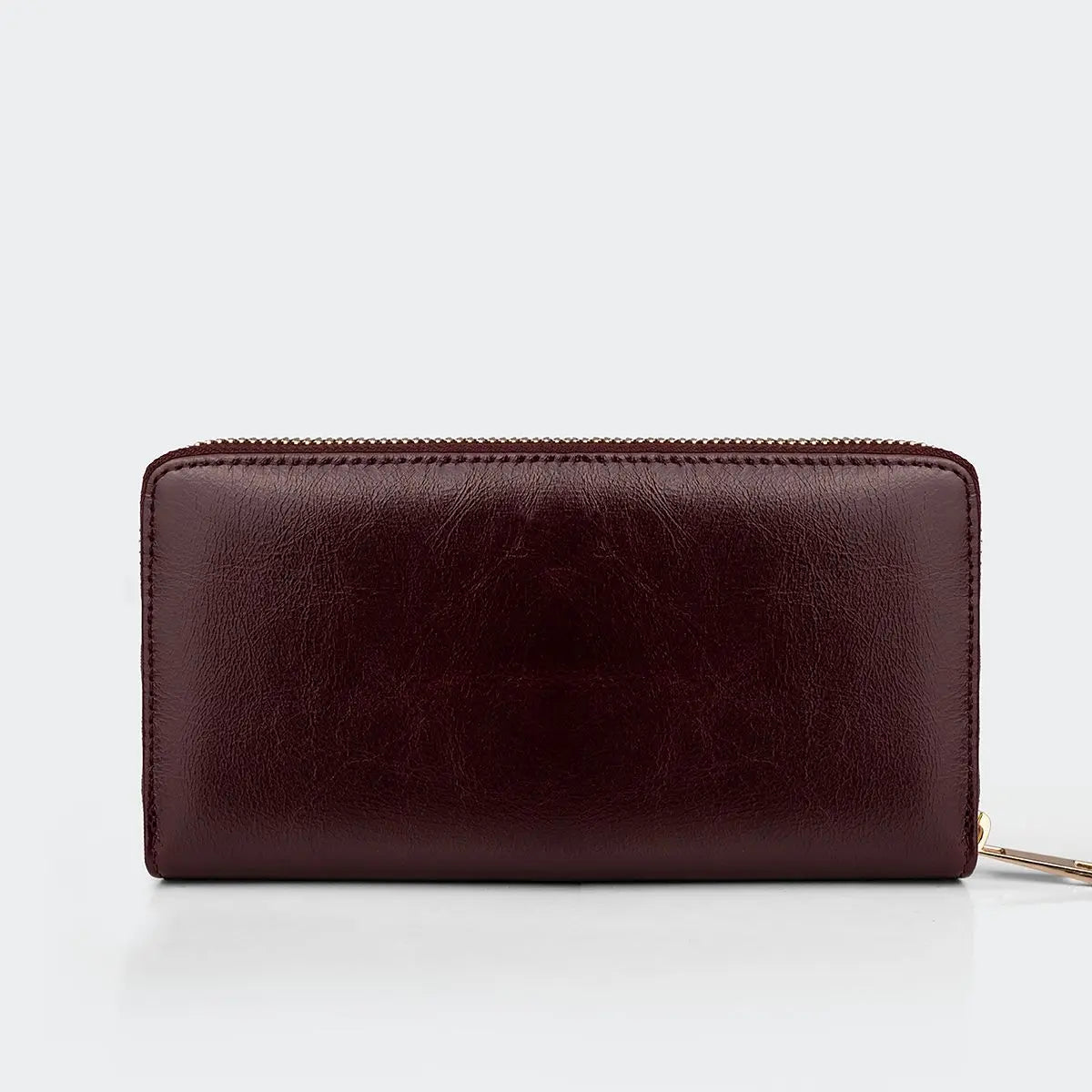 Hakiki Deri Kadın Vintage Cüzdan - Koyu Bordo