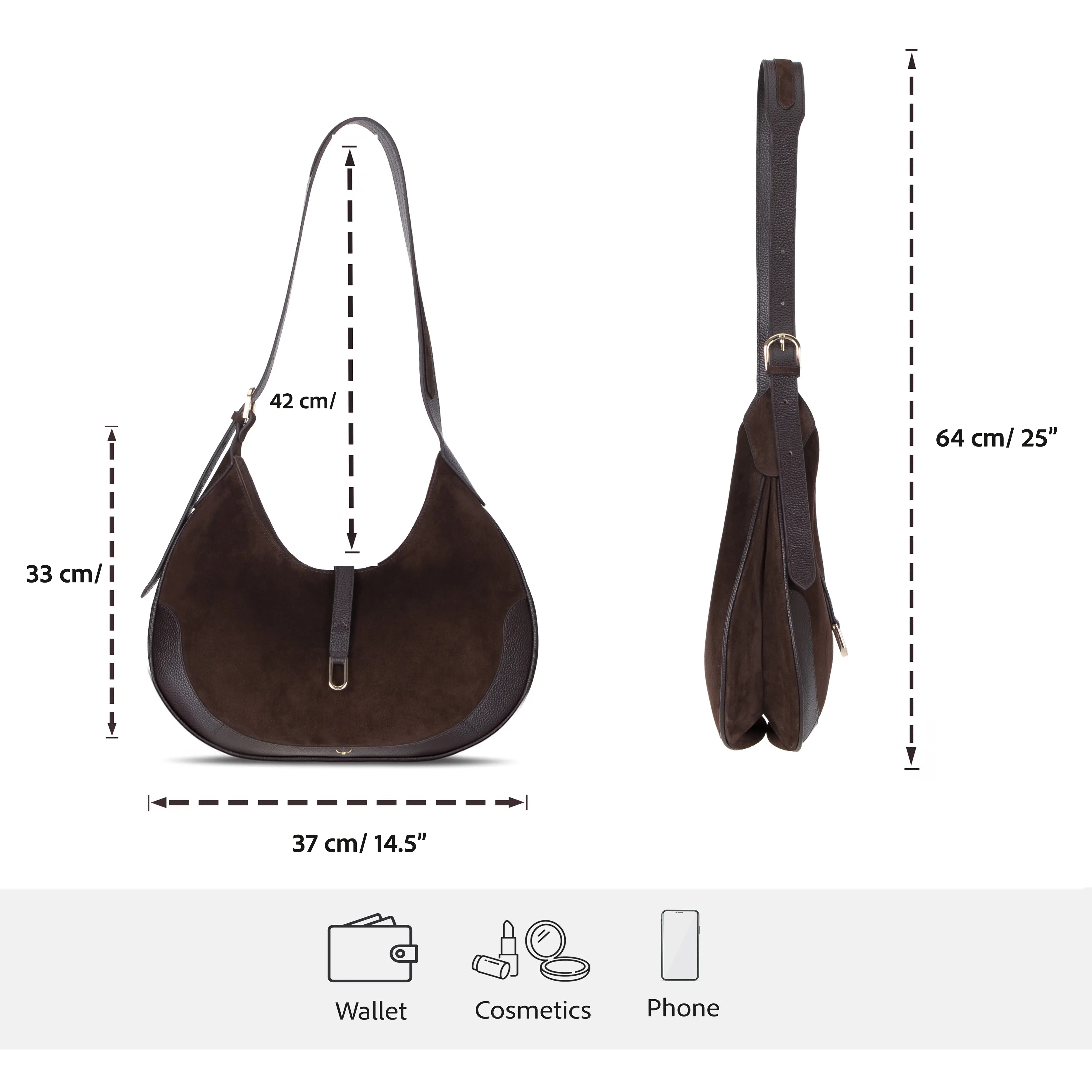 Süet Deri Rosa Kadın Çanta - Süet Kahve