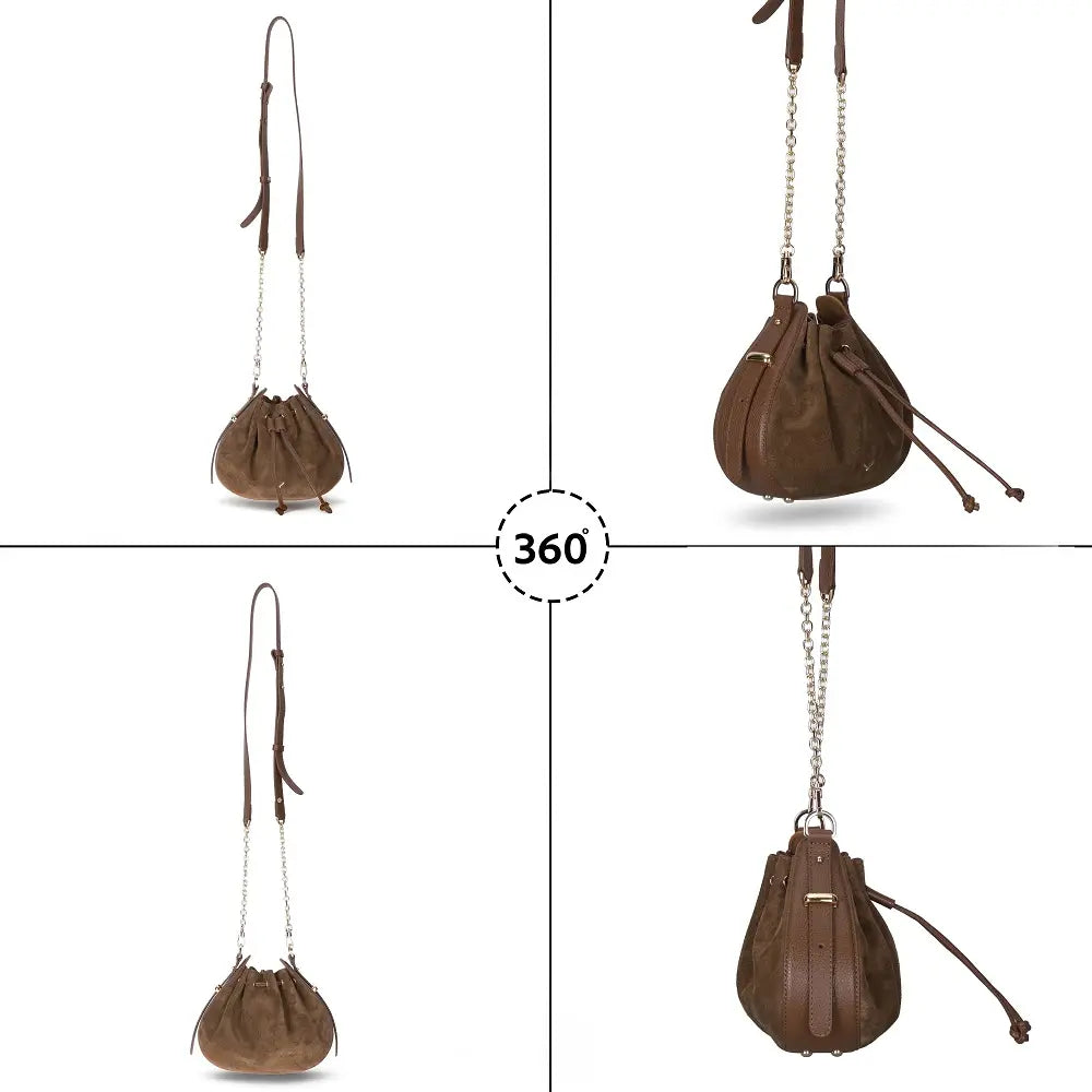 Süet Deri Valentina Kadın Çanta - Taba