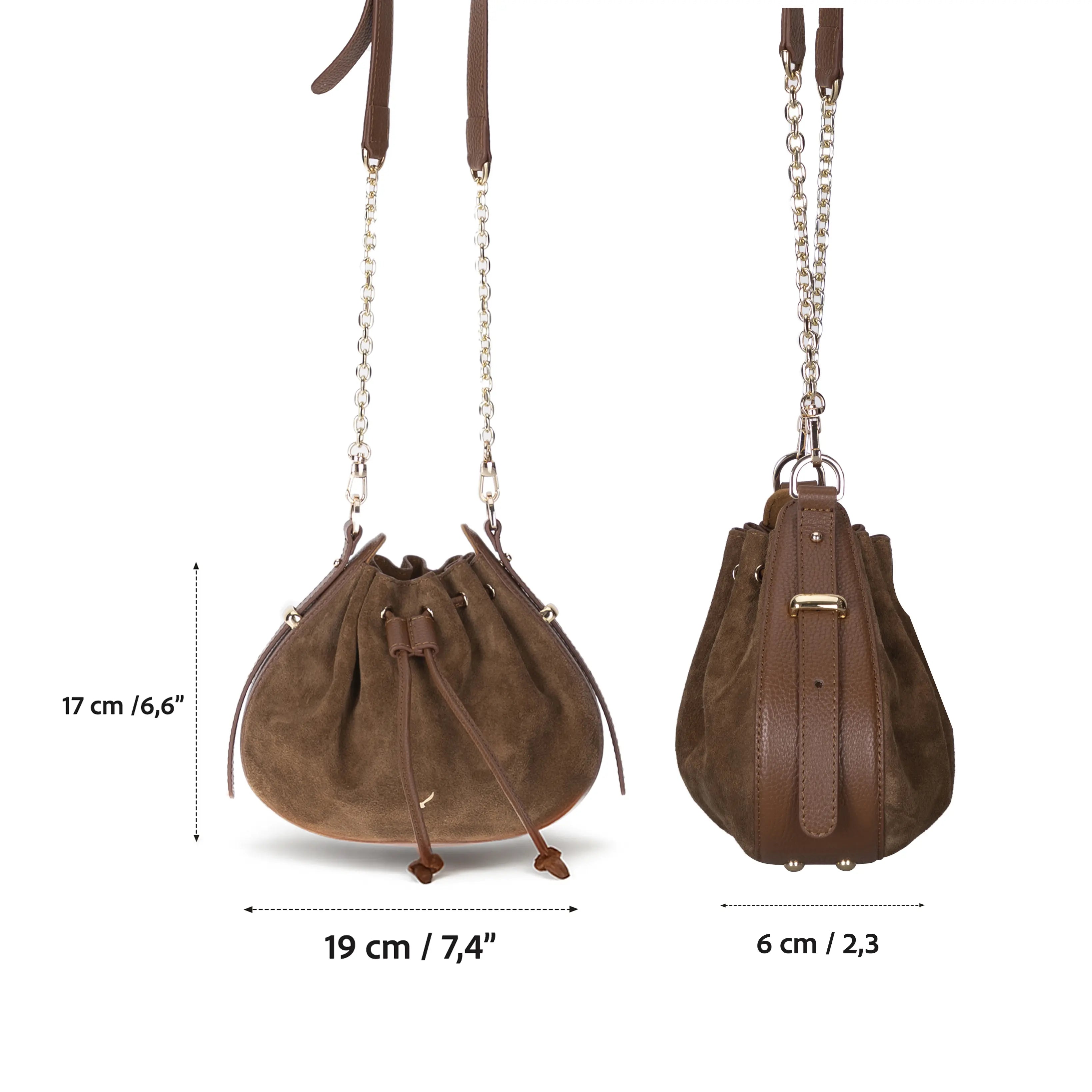 Süet Deri Valentina Kadın Çanta - Taba