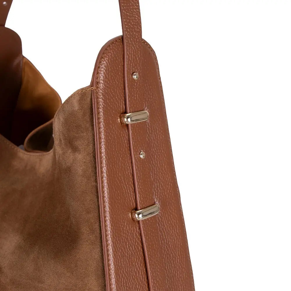 Süet Deri Carina Tote Çanta - Taba