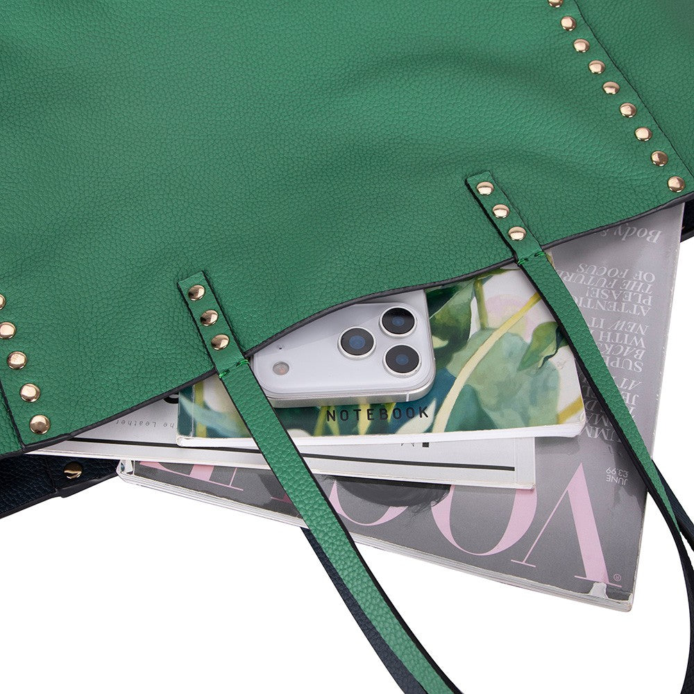 Hakiki Deri Legacy Kadın Çanta - Lacivert/Yeşil