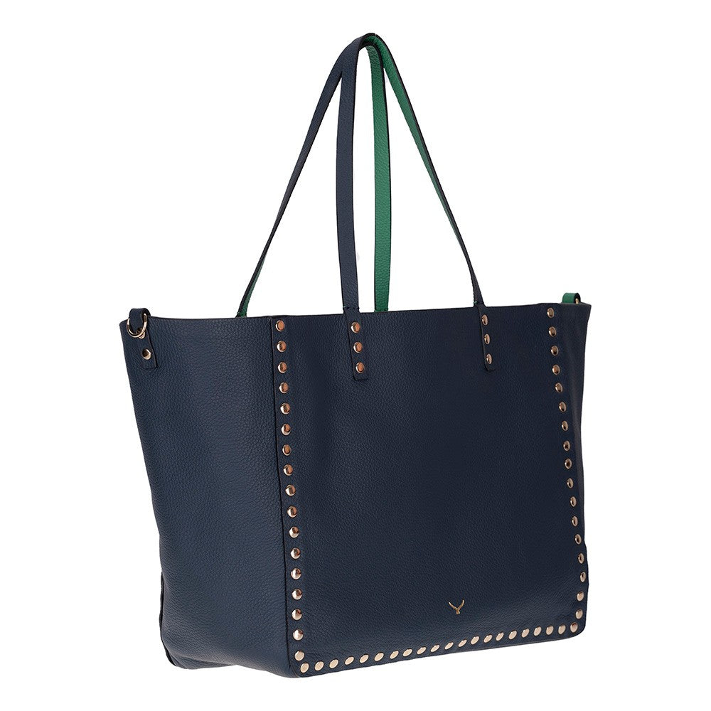 Hakiki Deri Legacy Kadın Çanta - Lacivert/Yeşil