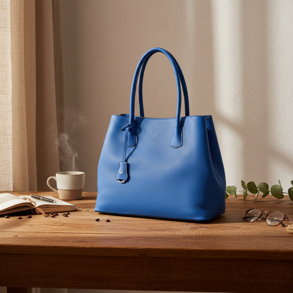 Hakiki Deri Everbloom Kadın Çanta - Mavi