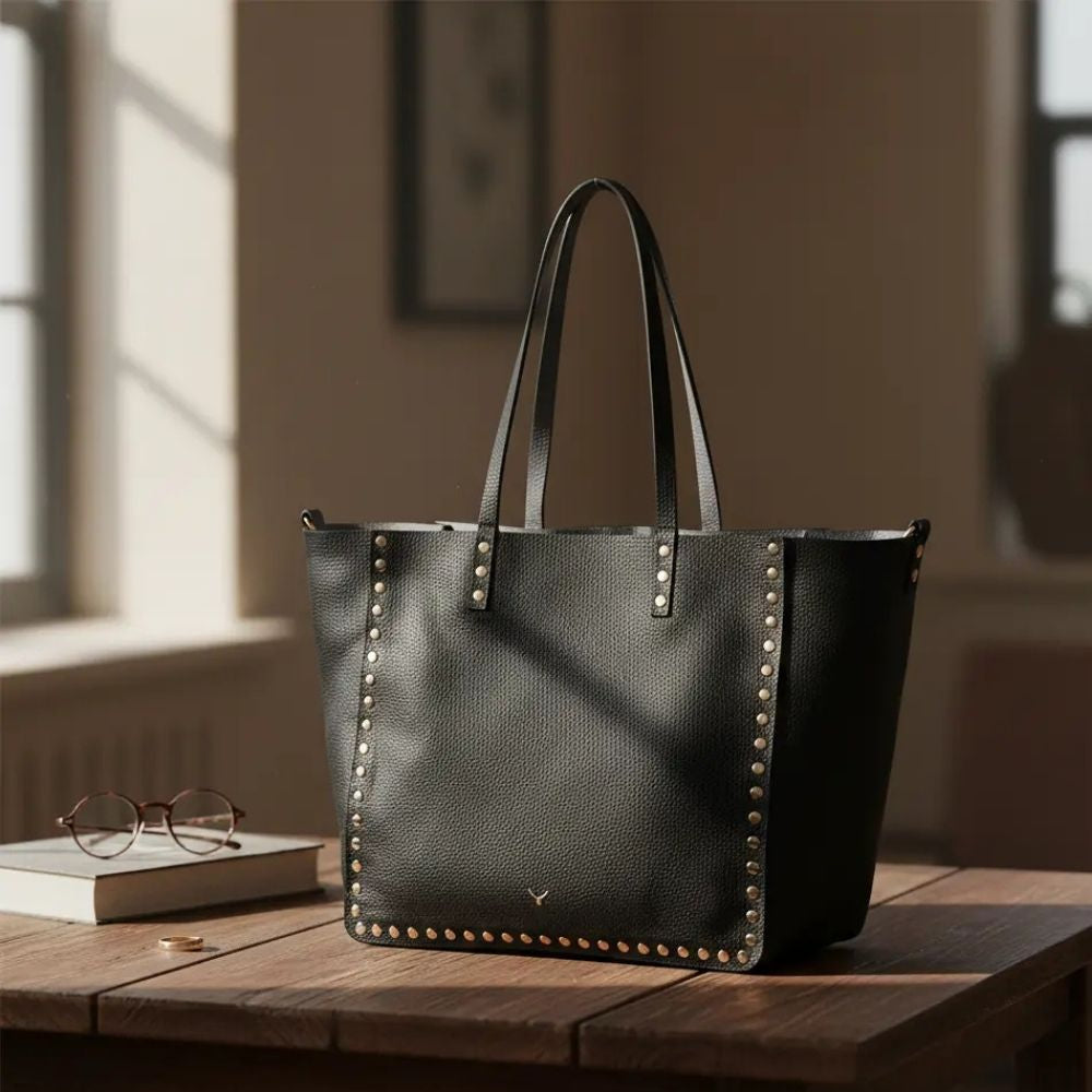 Hakiki Deri Legacy Kadın Çanta - Siyah/Gri