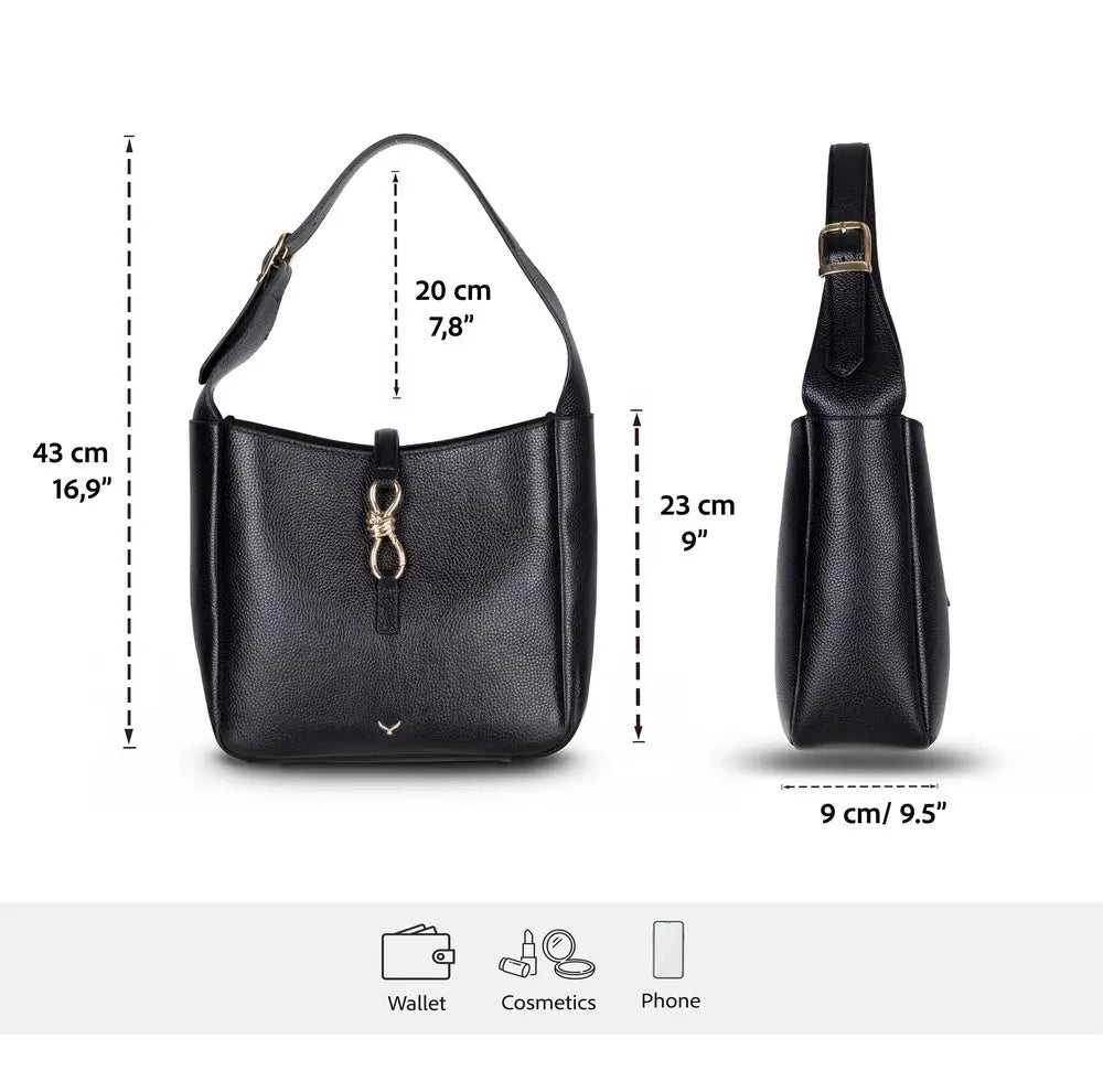 Hakiki Deri Azura Omuz Çanta - Siyah