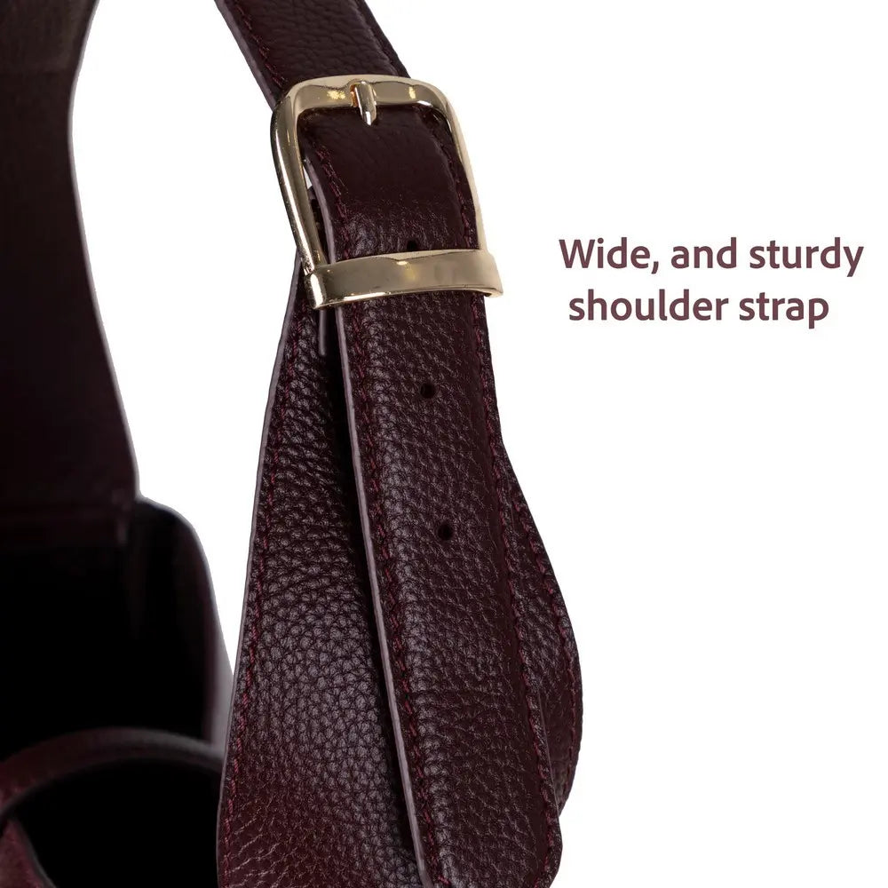 Hakiki Deri Azura Omuz Çanta - Bordo