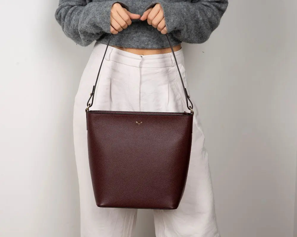 Hakiki Deri Elena Kadın Çanta - Bordo