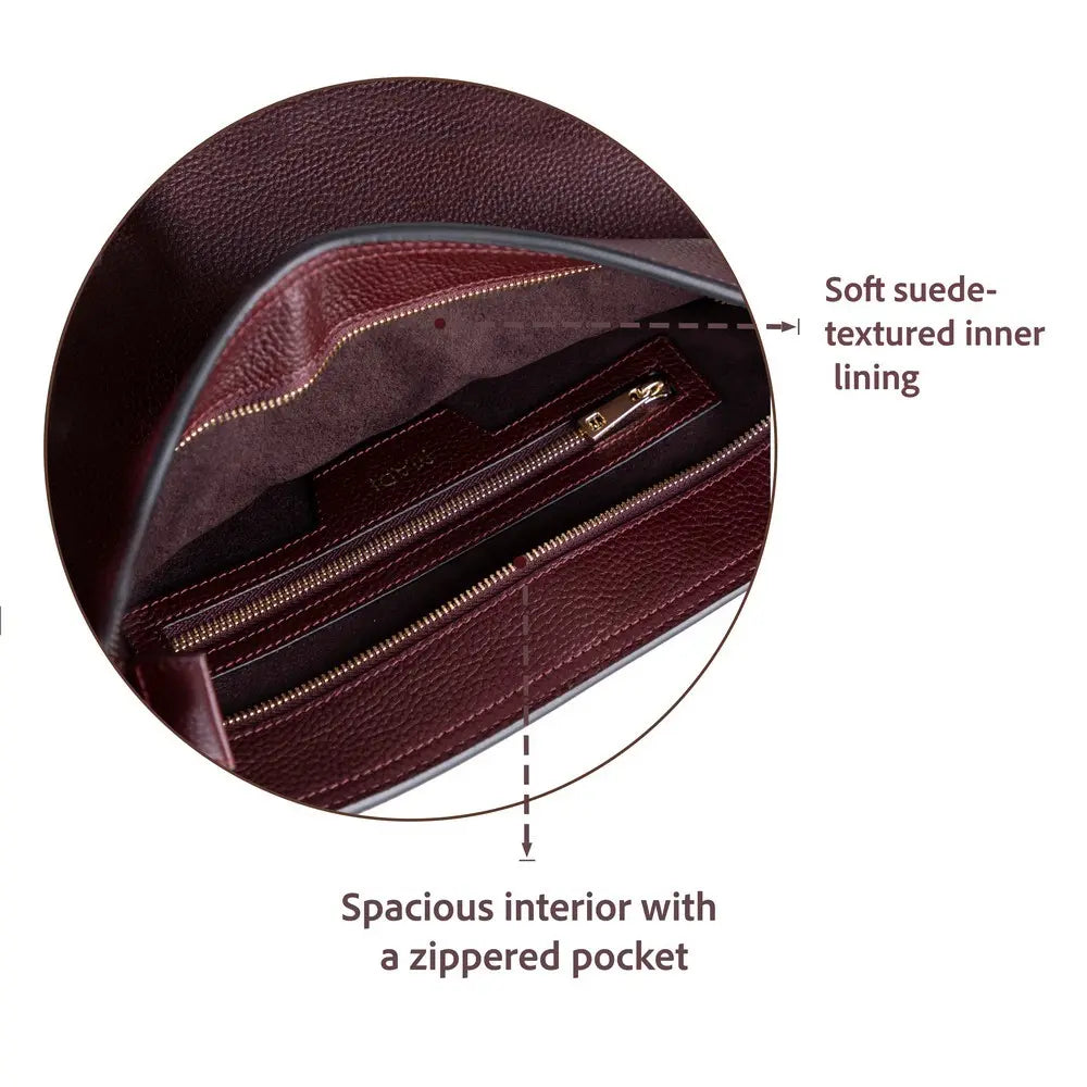 Hakiki Deri Elena Kadın Çanta - Bordo