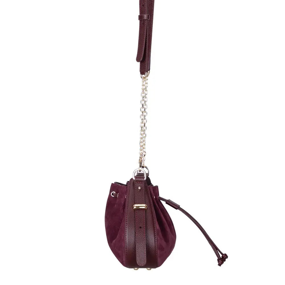 Süet Deri Valentina Kadın Çanta - Bordo
