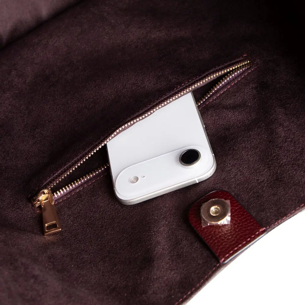 Süet Deri Carina Tote Çanta - Bordo