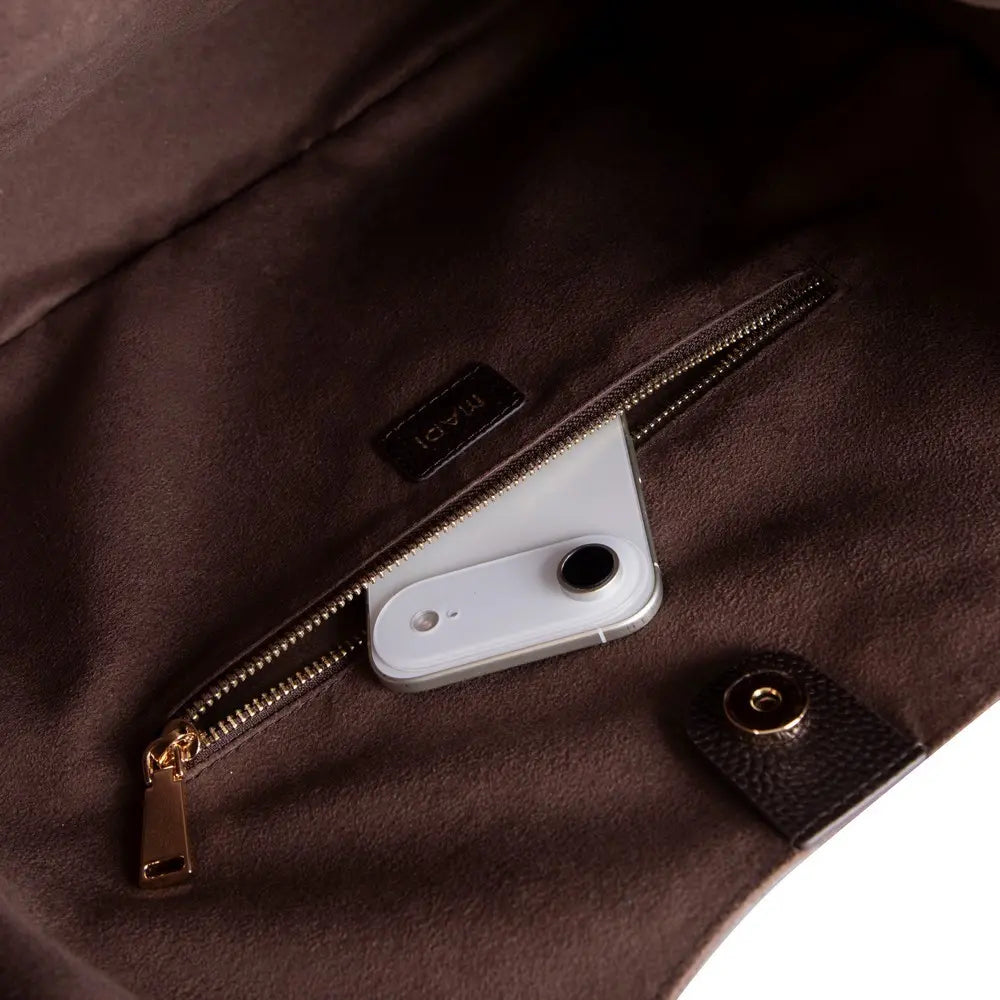 Süet Deri Carina Tote Çanta - Kahve