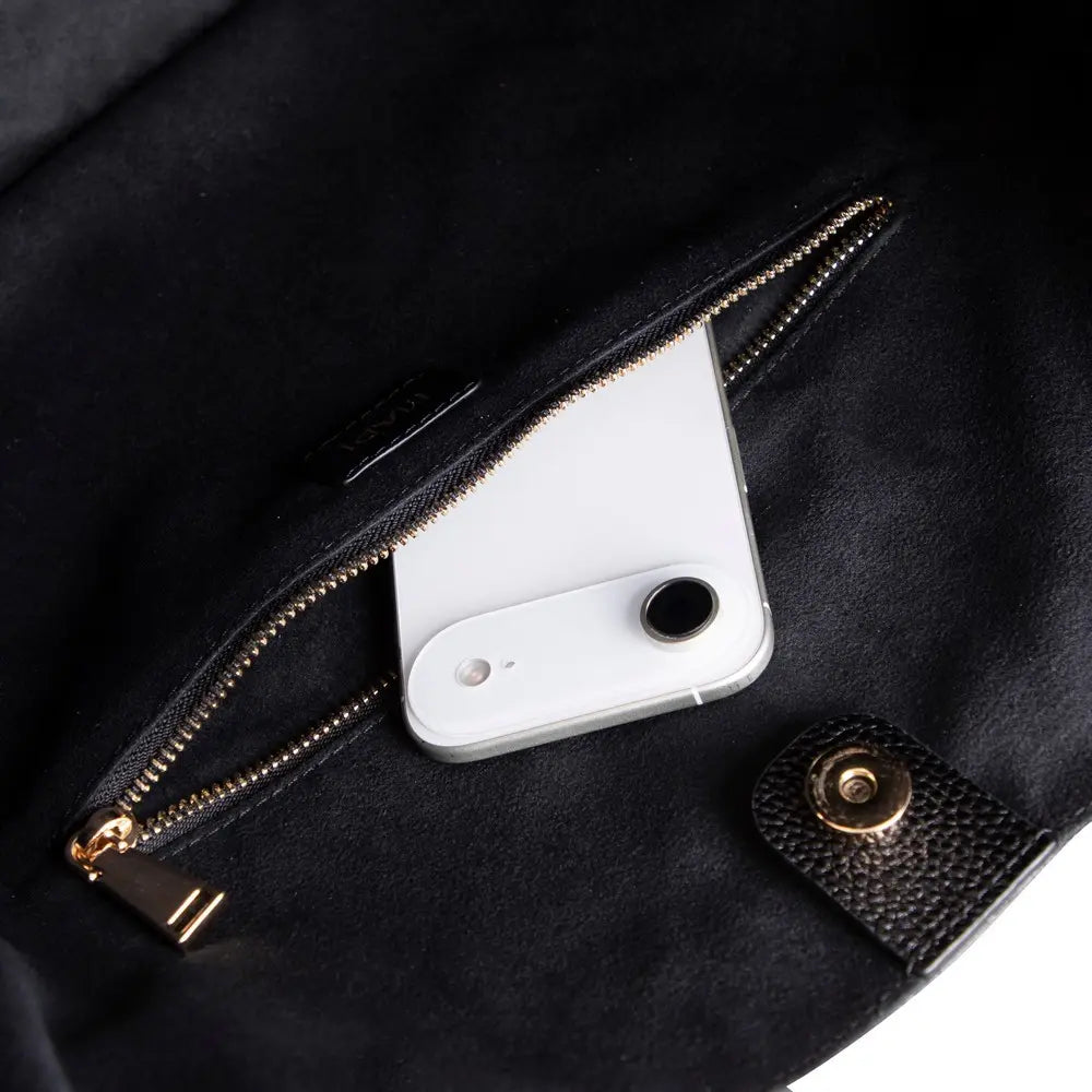 Süet Deri Carina Tote Çanta - Siyah