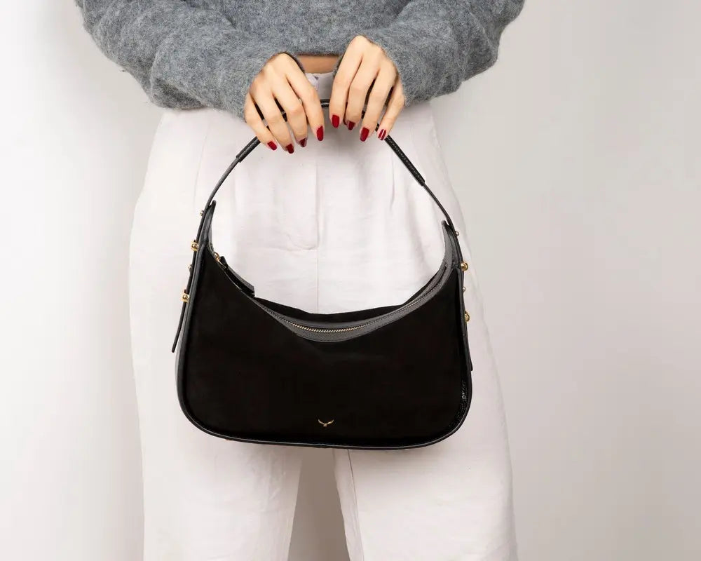 Süet Deri Dolcezza Tote Çanta - Siyah