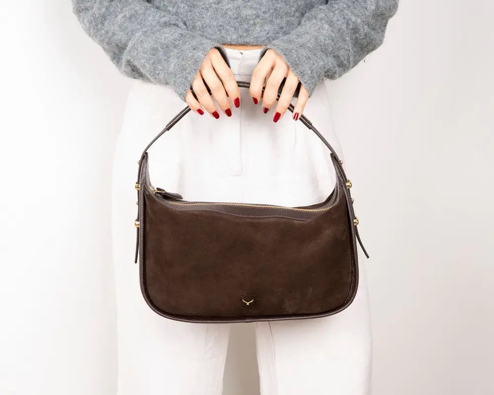 Süet Deri Dolcezza Tote Çanta - Kahve