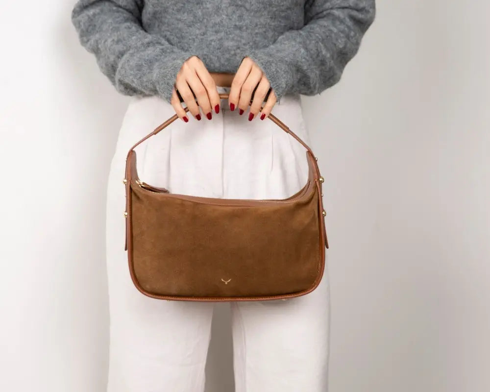 Süet Deri Dolcezza Tote Çanta - Taba