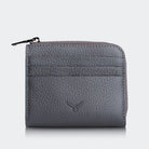 Hakiki Deri Erkek Fermuarlı Kartlık Cüzdan - Gri