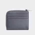 Hakiki Deri Erkek Fermuarlı Kartlık Cüzdan - Gri