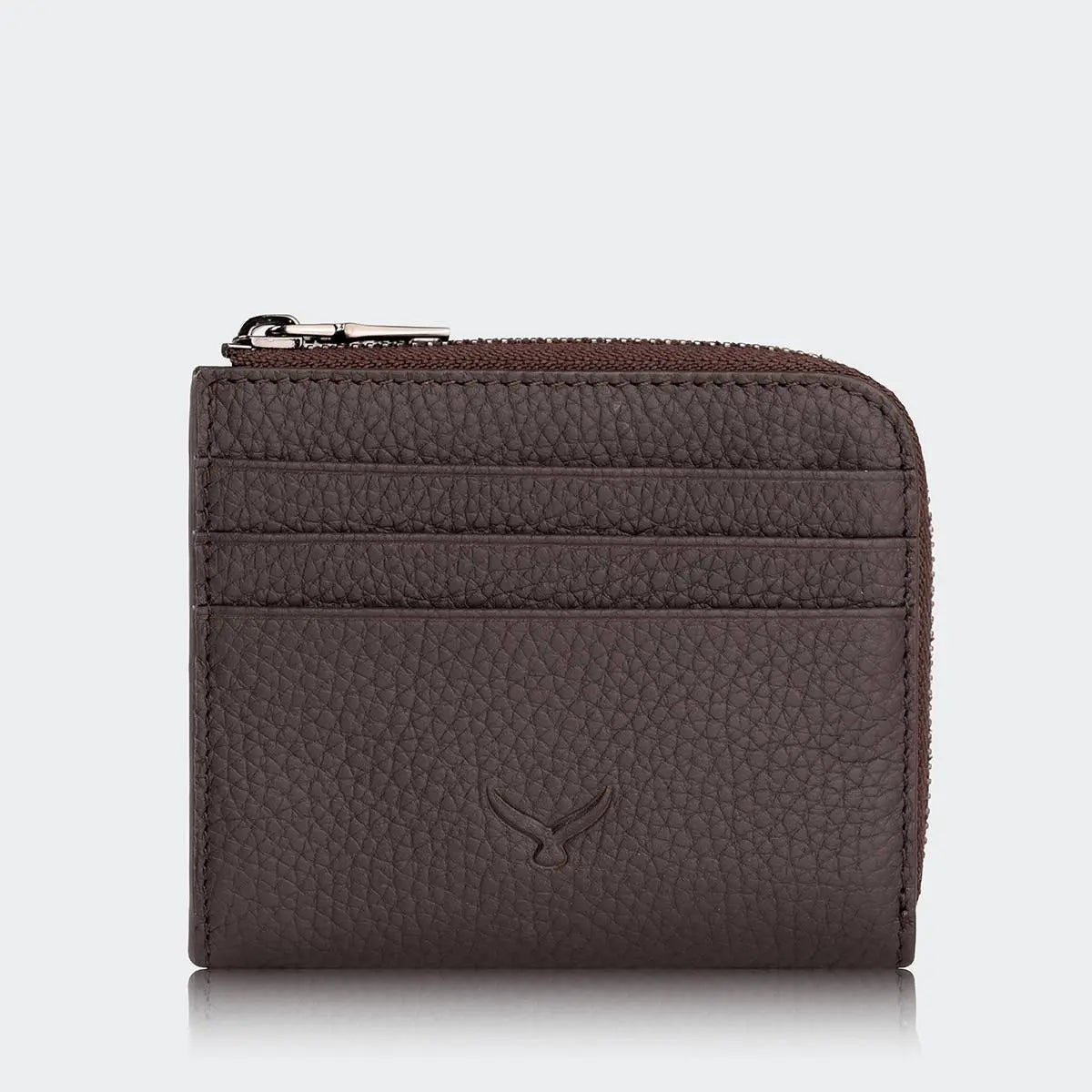 Hakiki Deri Erkek Fermuarlı Kartlık Cüzdan - Kahve