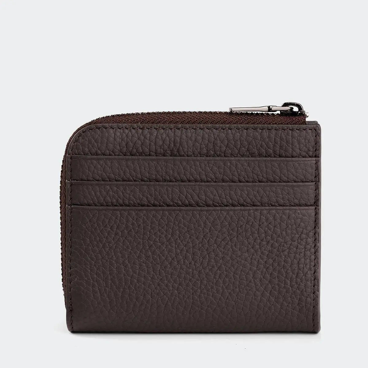 Hakiki Deri Erkek Fermuarlı Kartlık Cüzdan - Kahve